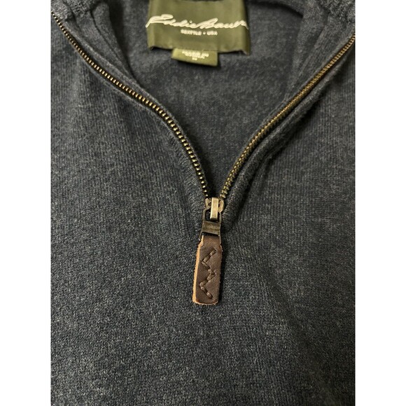 Eddie Bauer Mens Size Medium Sweater 1/4 Zip Cotton Cashmere Pullover Navy Blue - Picture 8 of 15